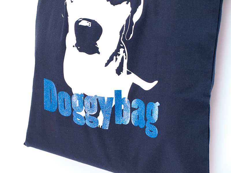 Tasche Doggybag Detail Glitzerfolie